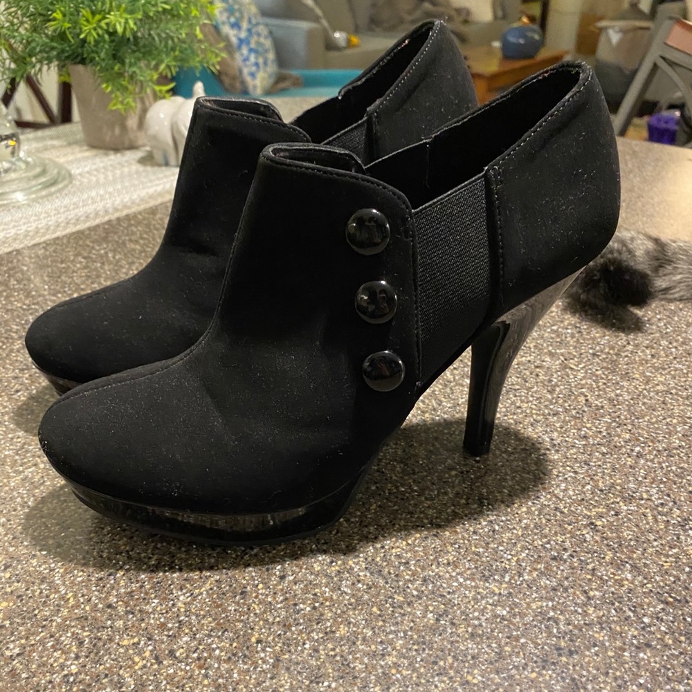 Black Suede heeled ankle boots